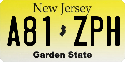 NJ license plate A81ZPH
