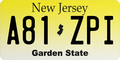 NJ license plate A81ZPI