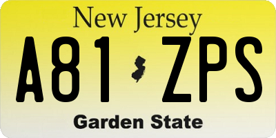 NJ license plate A81ZPS