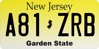 NJ license plate A81ZRB