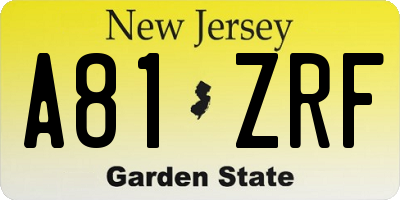 NJ license plate A81ZRF