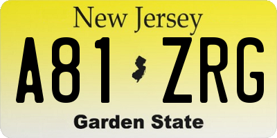 NJ license plate A81ZRG