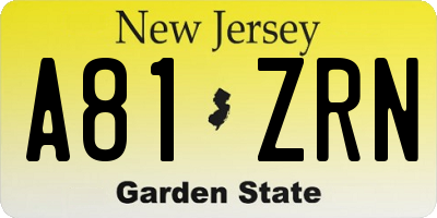 NJ license plate A81ZRN