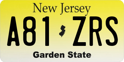 NJ license plate A81ZRS