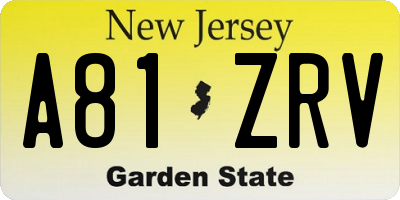 NJ license plate A81ZRV