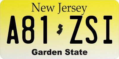 NJ license plate A81ZSI