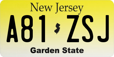 NJ license plate A81ZSJ