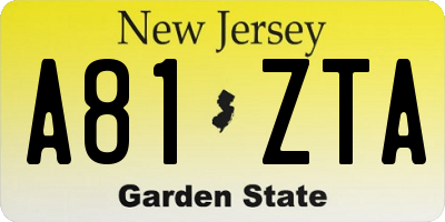 NJ license plate A81ZTA