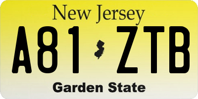 NJ license plate A81ZTB