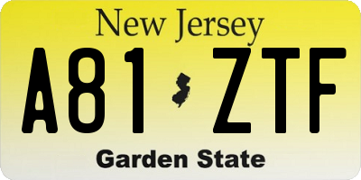 NJ license plate A81ZTF