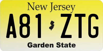 NJ license plate A81ZTG