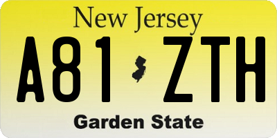 NJ license plate A81ZTH