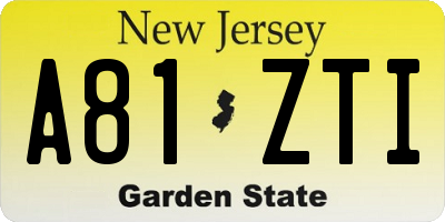 NJ license plate A81ZTI