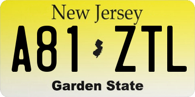 NJ license plate A81ZTL