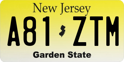 NJ license plate A81ZTM