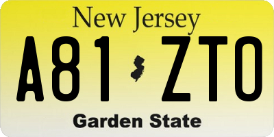 NJ license plate A81ZTO