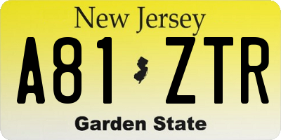 NJ license plate A81ZTR