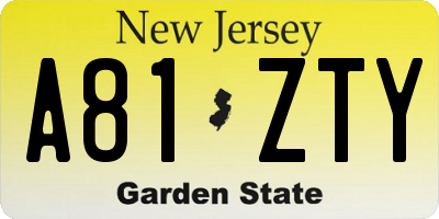 NJ license plate A81ZTY