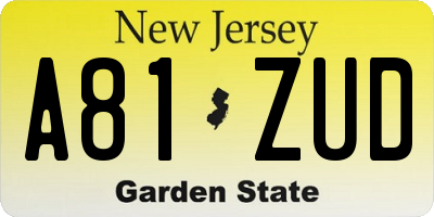 NJ license plate A81ZUD