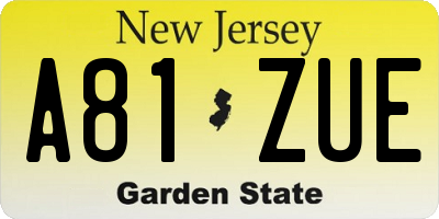 NJ license plate A81ZUE
