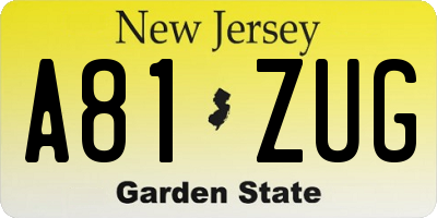 NJ license plate A81ZUG