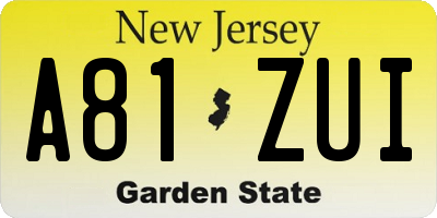 NJ license plate A81ZUI
