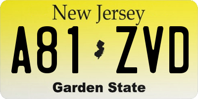 NJ license plate A81ZVD
