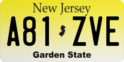 NJ license plate A81ZVE
