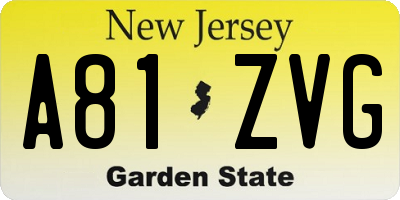 NJ license plate A81ZVG