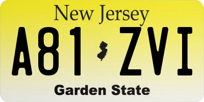 NJ license plate A81ZVI