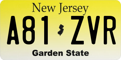 NJ license plate A81ZVR