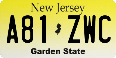 NJ license plate A81ZWC