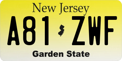 NJ license plate A81ZWF