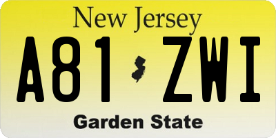 NJ license plate A81ZWI