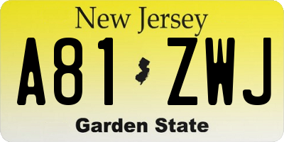 NJ license plate A81ZWJ