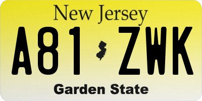 NJ license plate A81ZWK