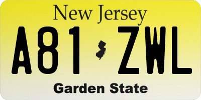 NJ license plate A81ZWL