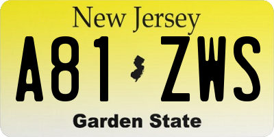 NJ license plate A81ZWS