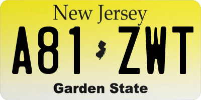 NJ license plate A81ZWT