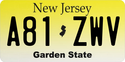 NJ license plate A81ZWV