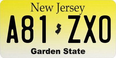 NJ license plate A81ZXO