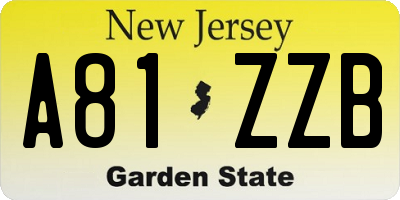 NJ license plate A81ZZB