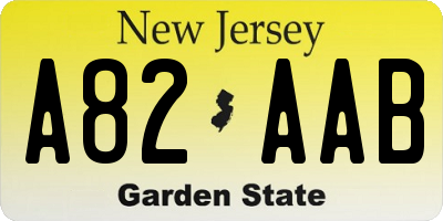 NJ license plate A82AAB