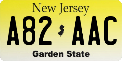 NJ license plate A82AAC