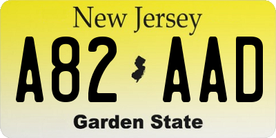 NJ license plate A82AAD