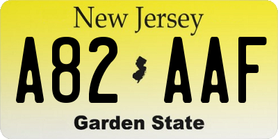 NJ license plate A82AAF