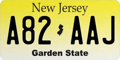 NJ license plate A82AAJ