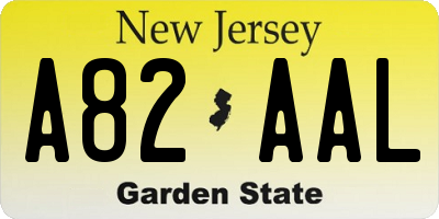 NJ license plate A82AAL
