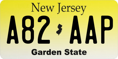 NJ license plate A82AAP