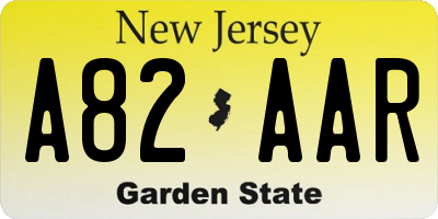 NJ license plate A82AAR